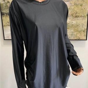 XXL Black Long Sleeve Swim One Piece top rash guard adj sides ocean lily nwt